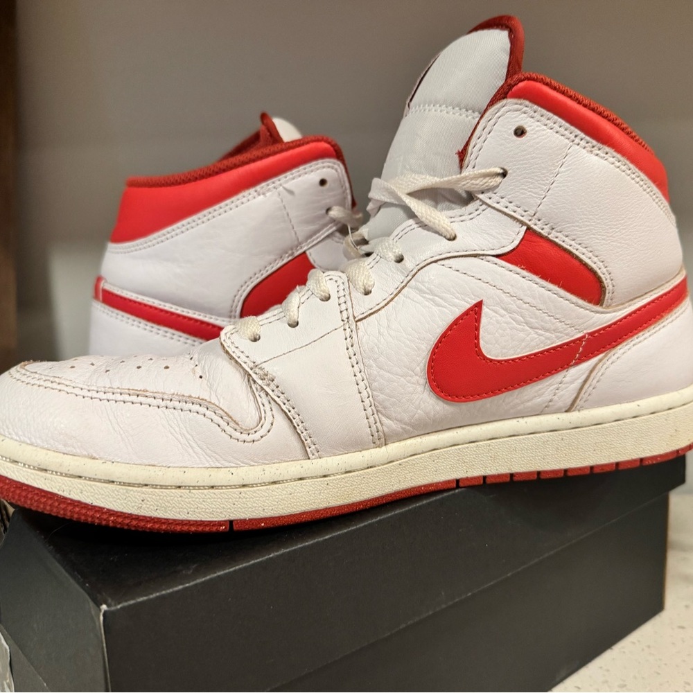 Nike Red and White High-Top Sneakers